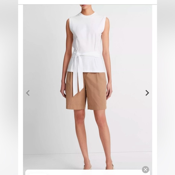 Vince Sleeveless Belted wrap Cotton Top shirt blouse white large NWT - Picture 1 of 4
